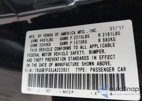 2018 Acura Tlx Tech Pkg из США, поврежденный, VIN 19UUB1F55JA003901